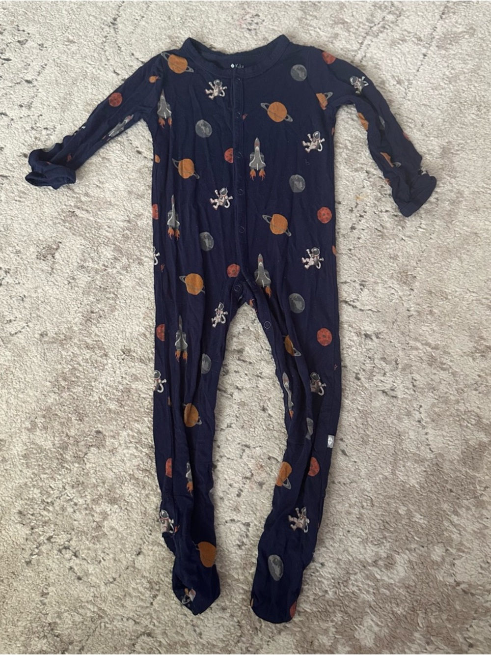 Kyte Space Print Kids One-Piece Footed Pajamas